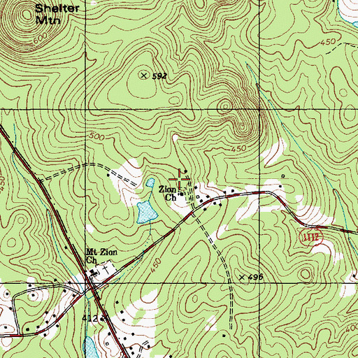 Topographic Map of Zion Church, NC