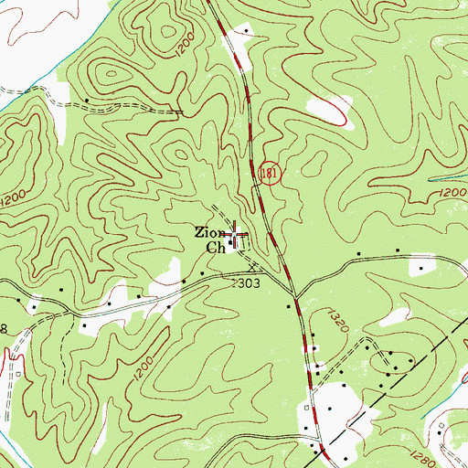 Topographic Map of Zion Church, NC