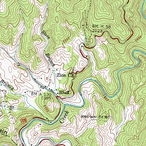 Topographic Map of Zion Church, NC