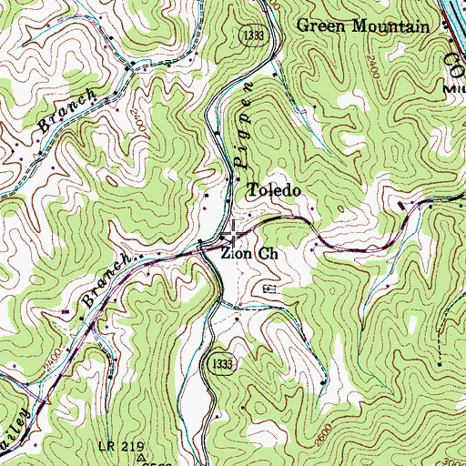 Topographic Map of Zion Church, NC