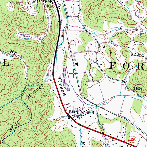 Topographic Map of Phillips Airport (historical), NC