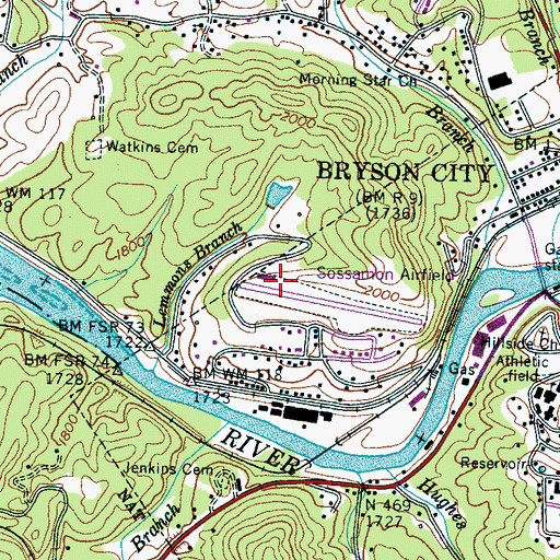 Topographic Map of Sossamon Field, NC