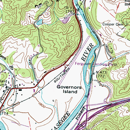 Topographic Map of Ferguson Field Municipal (historical), NC