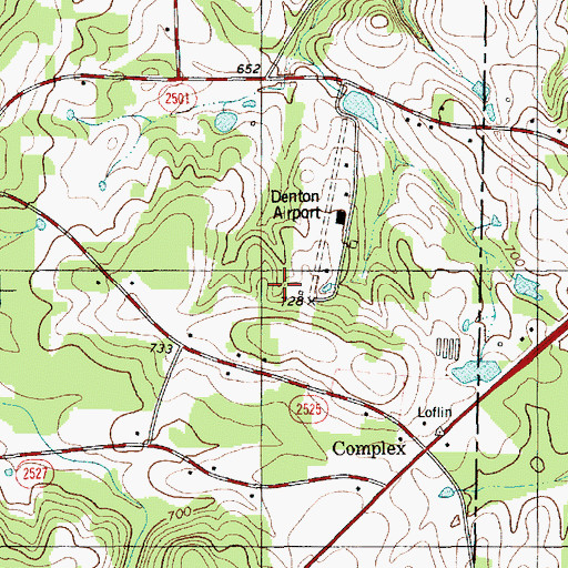 Topographic Map of Denton Airport (historical), NC