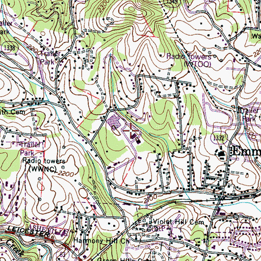 Topographic Map of Asheville Airpark (historical), NC
