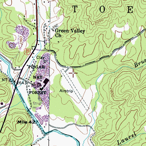 Topographic Map of Avery County Airport/Morrison Field, NC