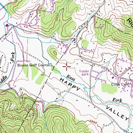 Topographic Map of Boone Inc Airport, NC