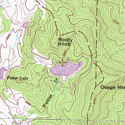 Topographic Map of Osage Lake Dam, NC