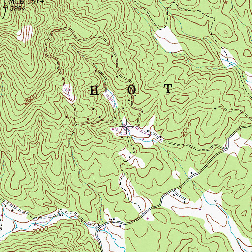 Topographic Map of Hideaway Mountain Lake, NC