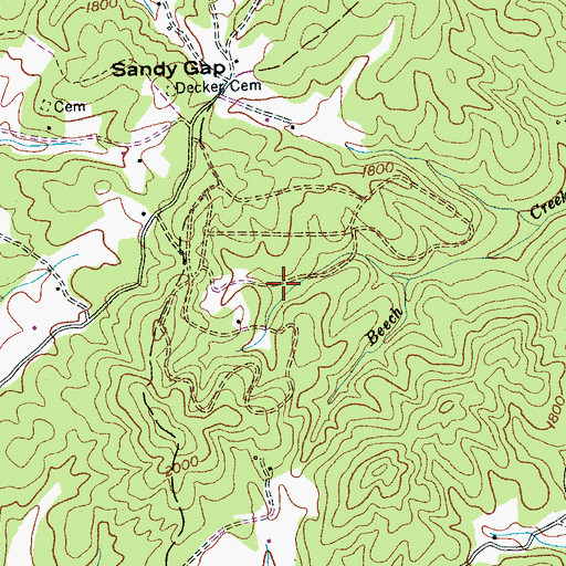 Topographic Map of Sandy Gap Lake Number Two, NC