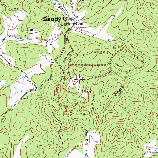 Topographic Map of Sandy Gap Lake Number One, NC