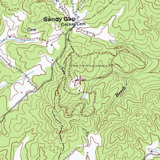 Topographic Map of Sandy Gap Dam Number One, NC