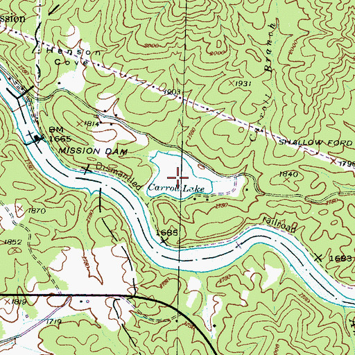 Topographic Map of Mission Lake, NC