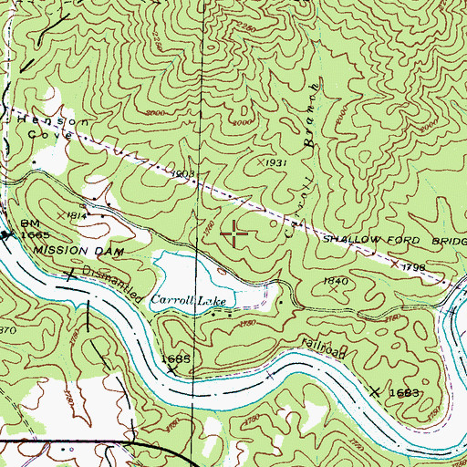 Topographic Map of Mission Dam, NC