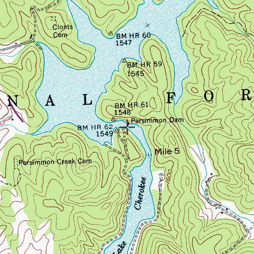 Topographic Map of Persimmon Dam, NC