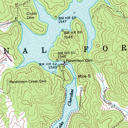 Topographic Map of Persimmon Dam, NC