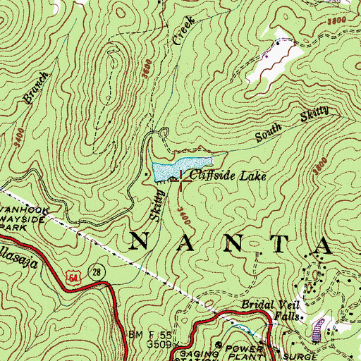 Topographic Map of Cliffside Dam, NC