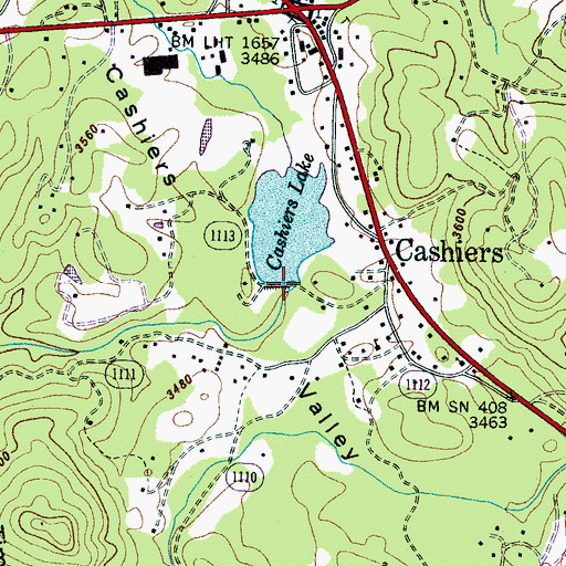 Topographic Map of Cashiers Lake Dam, NC