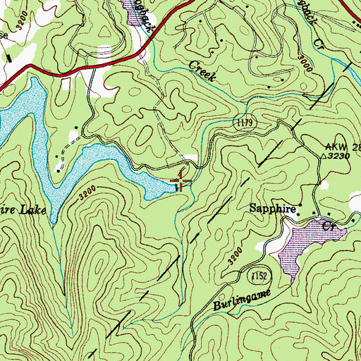 Topographic Map of Sapphire Lake Dam, NC