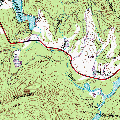 Topographic Map of Meadow Lake, NC