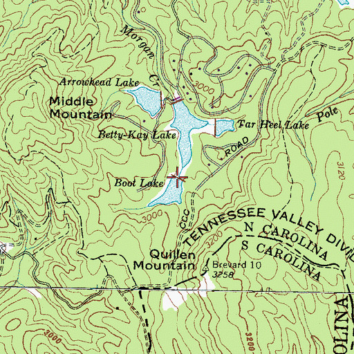 Topographic Map of Boot Lake Dam, NC