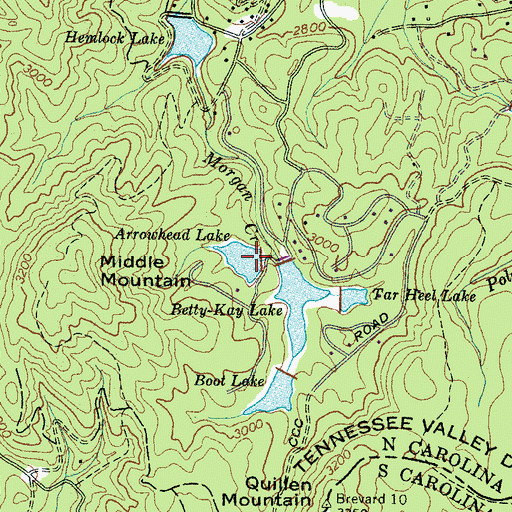 Topographic Map of Arrowhead Dam, NC