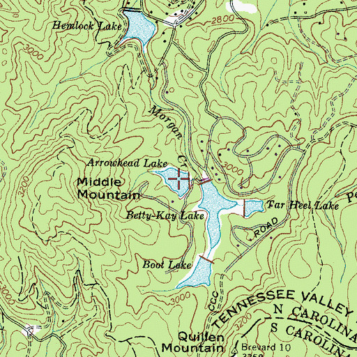 Topographic Map of Arrowhead Lake, NC