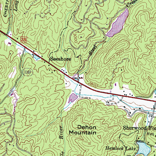Topographic Map of Sequoyah Woods Lake, NC