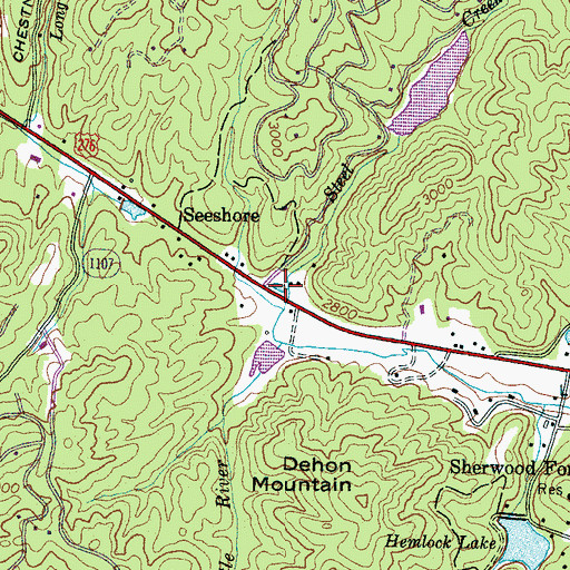 Topographic Map of Sequoyah Woods Lake, NC