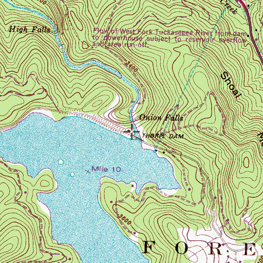 Topographic Map of Thorpe Dam, NC