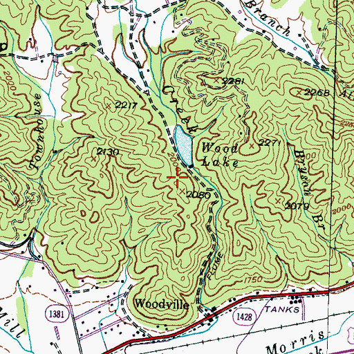 Topographic Map of Wood Lake Dam, NC