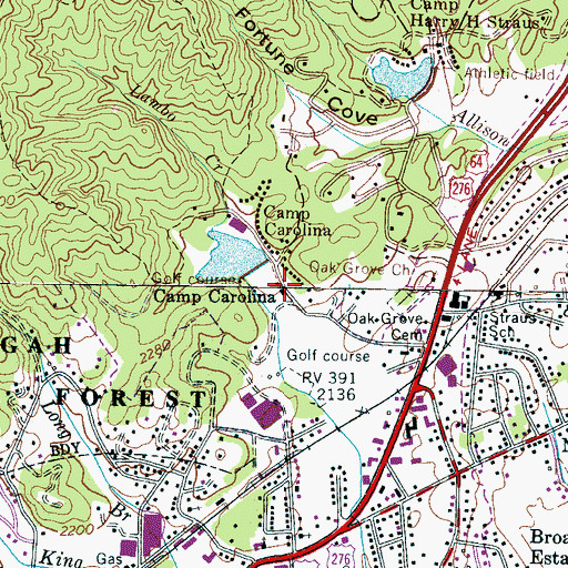 Topographic Map of Carolina Lake Dam, NC