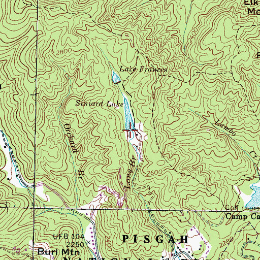 Topographic Map of Siniard Lower Dam, NC