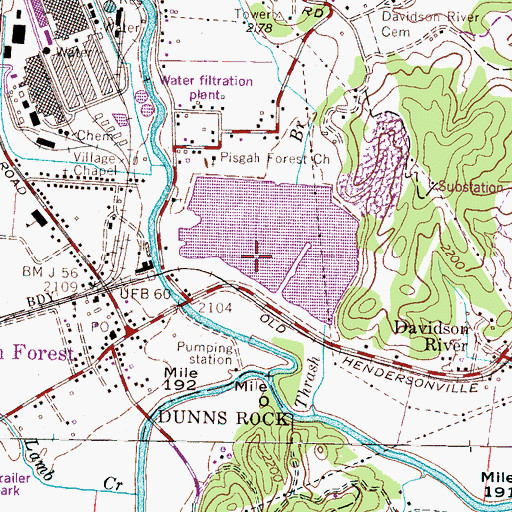 Topographic Map of Waste Treatment Dam, NC