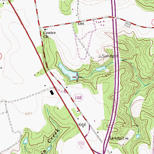 Topographic Map of Ewing Lake Dam, NC
