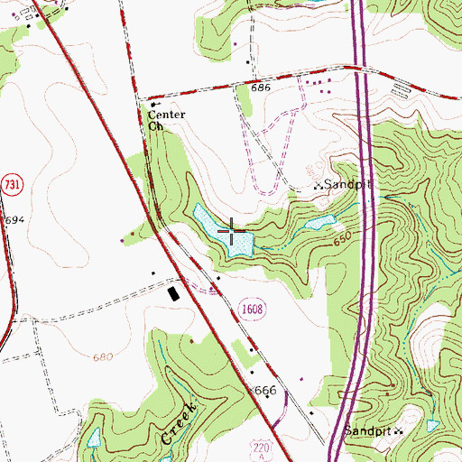 Topographic Map of Cunningham Lake, NC