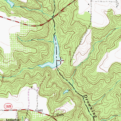 Topographic Map of Candor City Reservoir Dam, NC