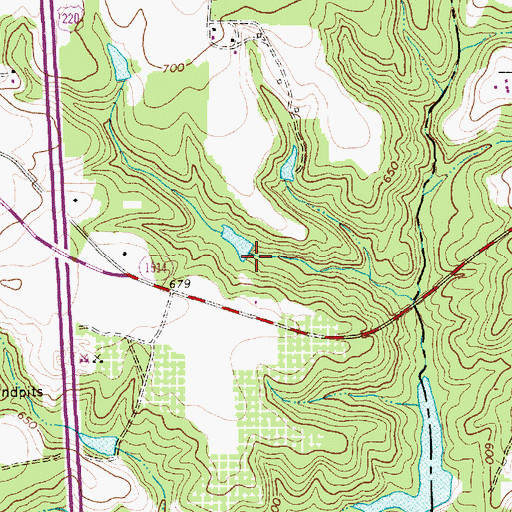 Topographic Map of V W Burkhead Dam Number One, NC