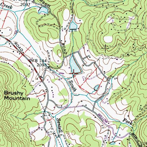 Topographic Map of Willow Valley Lake Dam, NC