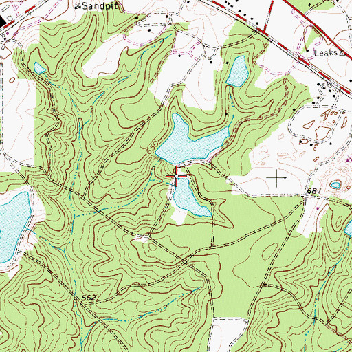 Topographic Map of Arthur Williams and Sons Dam Number Three, NC
