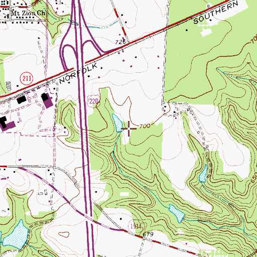Topographic Map of V W Burkhead Dam Number Two, NC