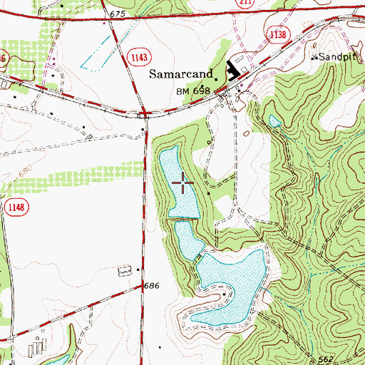 Topographic Map of Upper Pompelli Lake, NC