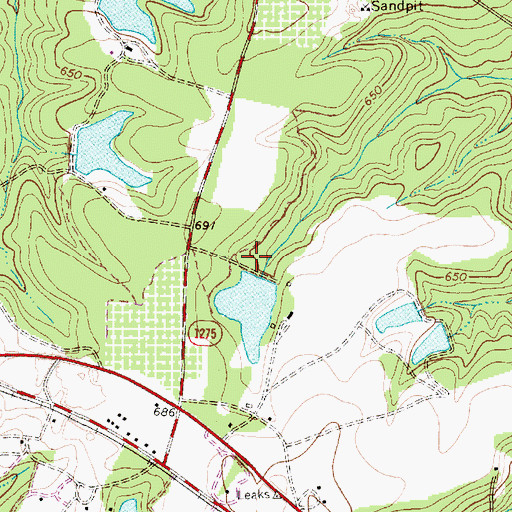 Topographic Map of Arthur Williams Dam Number Two, NC