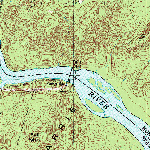 Topographic Map of Falls Reservoir, NC