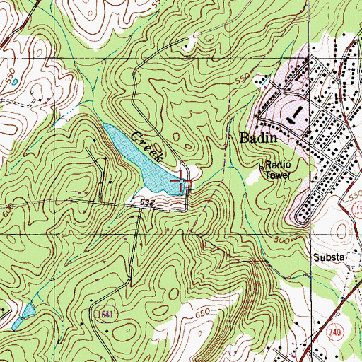 Topographic Map of Dafor Dam, NC