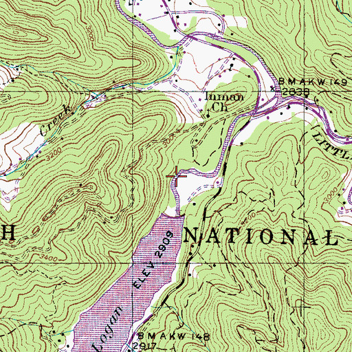 Topographic Map of Lake Logan Dam, NC