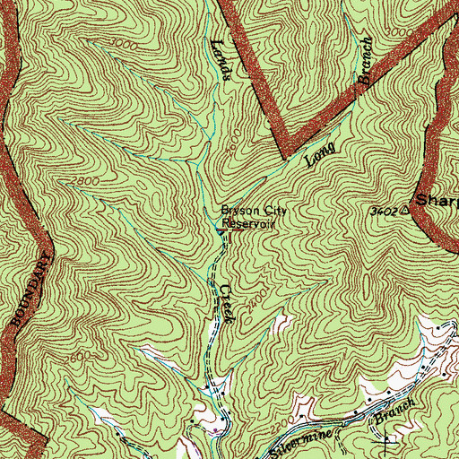 Topographic Map of Bryson City Dam, NC