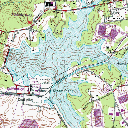 Topographic Map of Lake Julian, NC