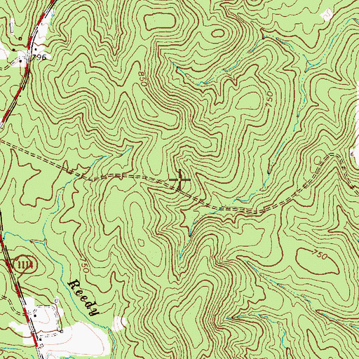 Topographic Map of Hurley Lake Dam, NC