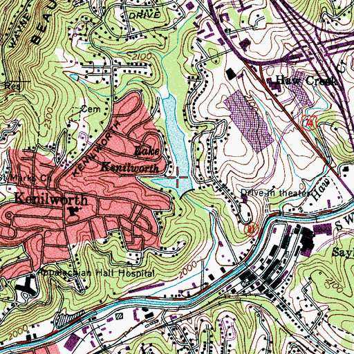 Topographic Map of Lake Kenilworth Dam, NC
